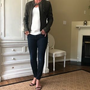 Blanc Noir Faux Leather Moto Jacket